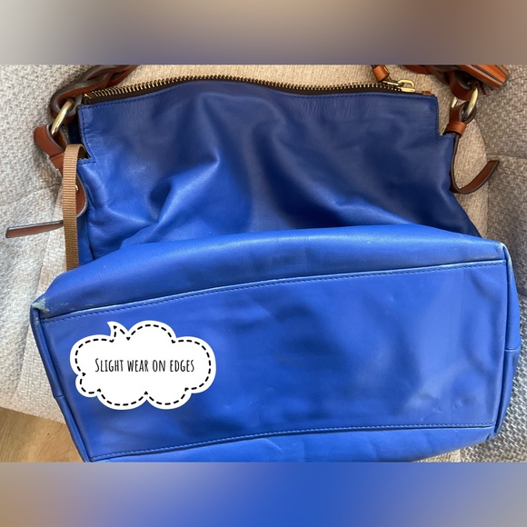 Dooney Bourke Newbury Leather Sloan Dixon Crossbody Bag Cobalt Blue & Tan 👜💙 - Picture 14 of 16
